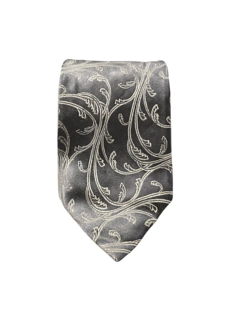 DKNY Silver Jacquard Silk Tie